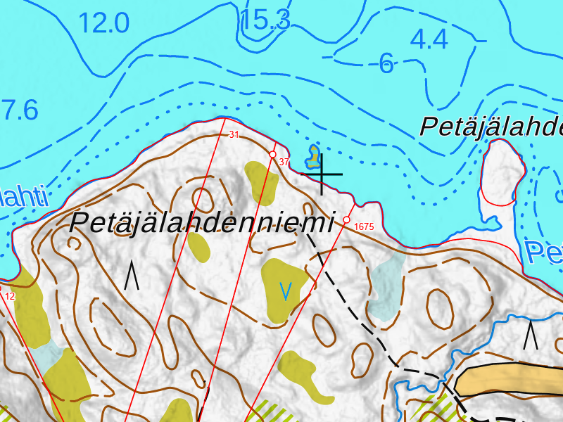 Tarkat Maanmittauslaitoksen maastokartat ja kiinteistörajat puhelimen ruudulla