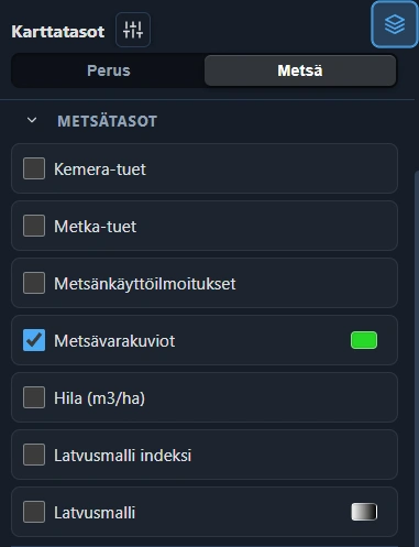 Metsätasot karttatasojen hallinnassa