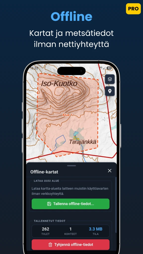 Metsäkuvioiden ja metsävaratietojen yhteenveto Mapis Prossa